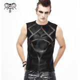 Tt161 Men Shiny Knit Patchwork Vest