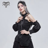 Mystic Misfit' Gothic Shoulder Bag With Chain (Black)