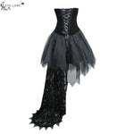Gothic Wedding Strapless Feathered Sexy Short Velveteen Dress With Rose Lace Tail