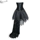 Gothic Wedding Strapless Feathered Sexy Short Velveteen Dress With Rose Lace Tail