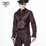 Ct17402 Wine Gothic Men Dress Coat