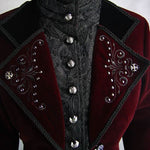 Gothic Palace Embroidered Metal Rivets Wine Dovetail Coat For Men