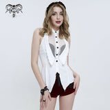 'September Sun' Gothic Sleeveless Button-up Top (White)