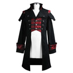 Punk Black And Red Chain Shape Ribbons Game Men Long Coat