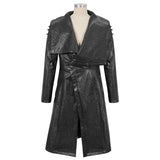 Trench-coat en simili cuir punk 'Villain Blues' (Noir)