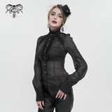 'Live to Tell' Mesh Patterned Gothic Shirt