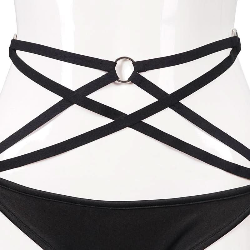 Sst009 Punk 4 Point Star Bikini Swimsuit Set