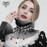 Lead Powder' Gothic Pleated and Striped High Collar