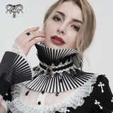 'Lead Powder' Gothic Pleated and Striped High Collar