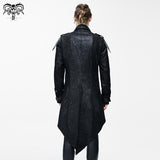 Movie Actor False Two Pieces Black Hooded Leather Long Coats For Men