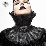 As07601 Unisex Gothic Black Pleated High Neck Collar