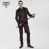 'Dream Snatcher' Gothic Patterned Swallowtail Coat (Crimson)