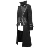 Winter Military Uniform Open Collar Printed Punk Men Belted Long Coat With Bag