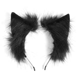 Bandeau oreilles de chat en peluche 'Neko' (Obsidienne)