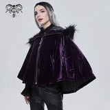 'Sweet Oblivion' Gothic Cape With Fur Lined Hood (Purple)