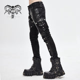 Patchwork Asymmetric Rivet Studded Punk Leather Men Trousers