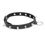 Punk Rock Women Spiked Metal Ring Leather Chocker