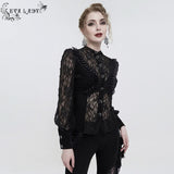 Iris' Gothic Fringed Mesh Shirt (Black)