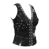 Cyber Punk Asymmetrical Design Heavy Metal Sexy Ladies Black Small Mesh Vests