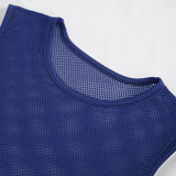 'Caution' Punk Mesh Tank Top (Blue Aliens)