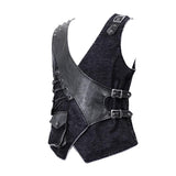 Band Asymmetric Punk Rock Men Black Waistcoats With Pockets