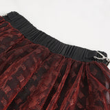 'Sabbath' Flared Mesh Punk Skirt (Red)