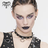 Punk Rock Women Spiked Metal Ring Leather Chocker