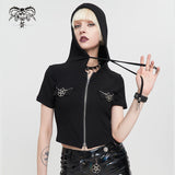 'Cold Flames' Punk Pentagram Cropped Hoodie