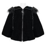 'Sweet Oblivion' Gothic Cape With Fur Lined Hood (Black)