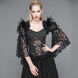 Lace Horn Sleeve Velveteen Feather Gothic Sexy Women Shawl