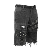 Decadence Summer Punk Rock Men Nailed Ragged Shorts