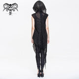 Punk Asymmetrical Women Broken Holes Black Hooded Cape