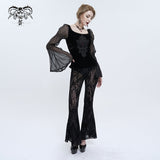 ‘Changes' Gothic Patterned Mesh Flared Pants