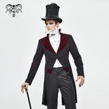 Ct173 Gothic Black And Red Bloody Embroidered Men Coat