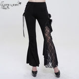 Pantalon évasé asymétrique gothique 'Last Flight' (noir)