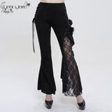 'Last Flight' Gothic Asymmetric Flared Pants (Black)