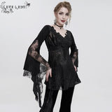 Twilight Zone' Beaded Gothic Lace Floral Top