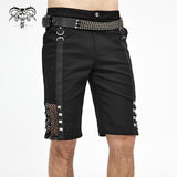 Pt140 Punk Rough Rope Mesh Spliced Men Fifth Trousers