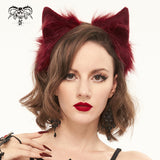 Bandeau oreilles de chat en peluche 'Neko' (Rubis)