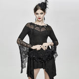 Party Horn Sleeves Off Shoulder Dark Fringe Stretchy Knitted Sexy Ladies Lace Dress