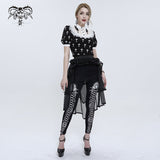 'Falling' Gothic Crucifix Patterned Printed Top (White)