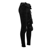 Biker Daily Dark Pattern Women Punk Stretchy Fitted Pants With Bags