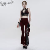 ‘Last Flight' Asymmetric Gothic Flared Pants (Red)