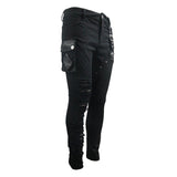 Punk Rock Asymmetric Broken Hole Men Straight Leg Pants