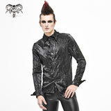 Sht067 Punk Shiny Pleated Basic Style Men Shirts