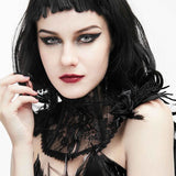 Gothic Accessory Feather Adjustable Ribbons Lace Sexy Women Collar With Rose Flower