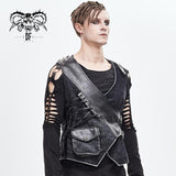 Band Asymmetric Punk Rock Men Black Waistcoats With Pockets