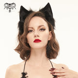 'Neko' Plush Cat Ear Headband (Obsidian)