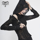 Tt147 Two Wear Basic Hooded T Shirt With Diagonal Zipper
