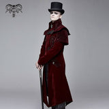 Gorgeous Gentlemen Stand Collar Red Gothic Velveteen Coat